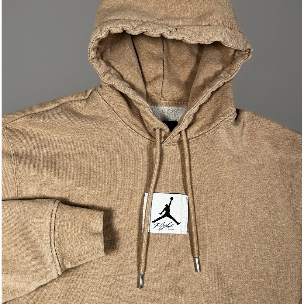 Jordan Flight Fleece Men's Small Pullover Hoodie‎ Hemp-Heather DQ7338-201-EUC